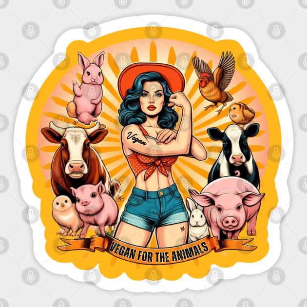 Daisy Duke Retro Vegan Strong Woman Sticker by Greyhounds Are Greyt